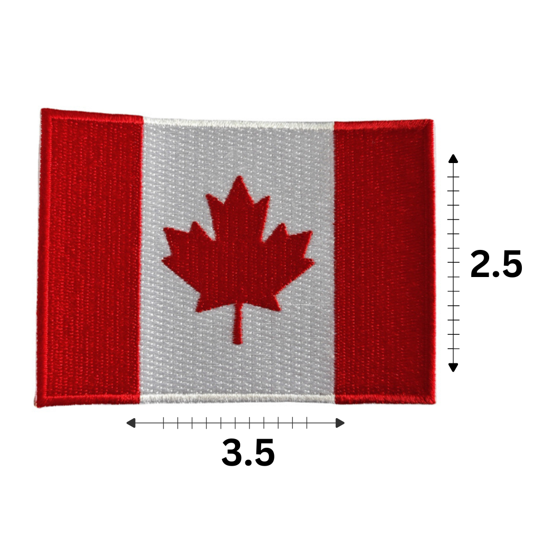 Canada Flag Iron-On/Sew-On Embroidered Patch for Jackets/Backpacks/Hats, 3.5 x 2.5 in, (2 Pcs)