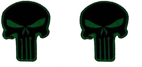 Punisher Skull Patch Glow in The Dark Halloween Costume Jacket Shirt Hat Cap Embroidery Set of 2 Patch Easy Iron/Sew On