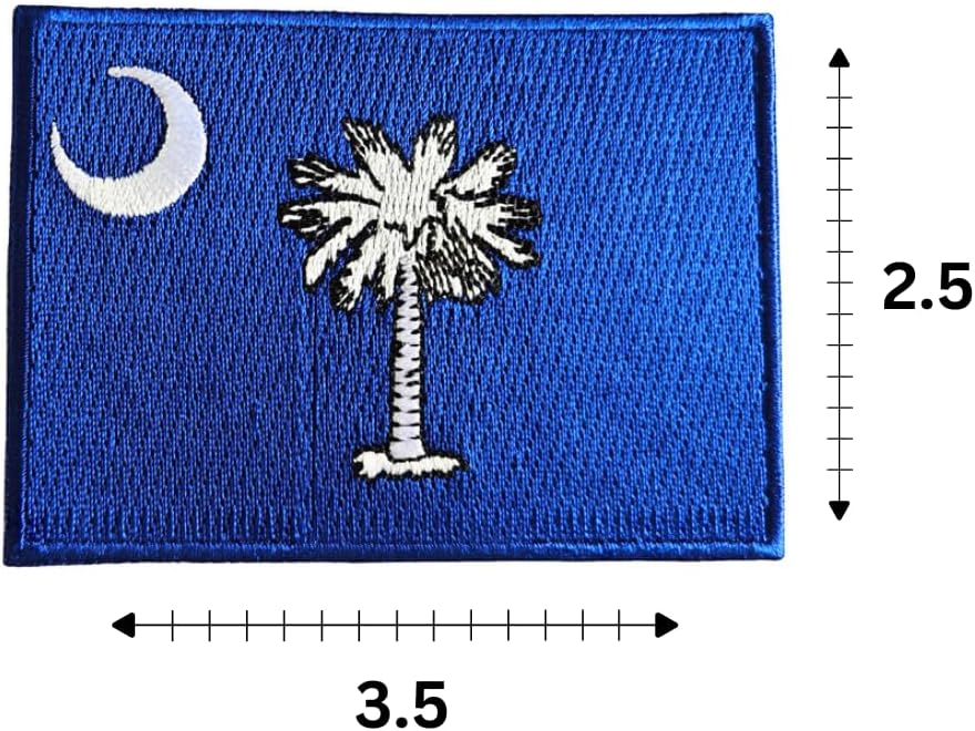 South Carolina Flag Embroidered Patch – Palmetto Tree and Crescent Design | 3.5” x 2.5” Iron-On/Sew-On for Jackets, Hats, Backpacks, and Uniforms