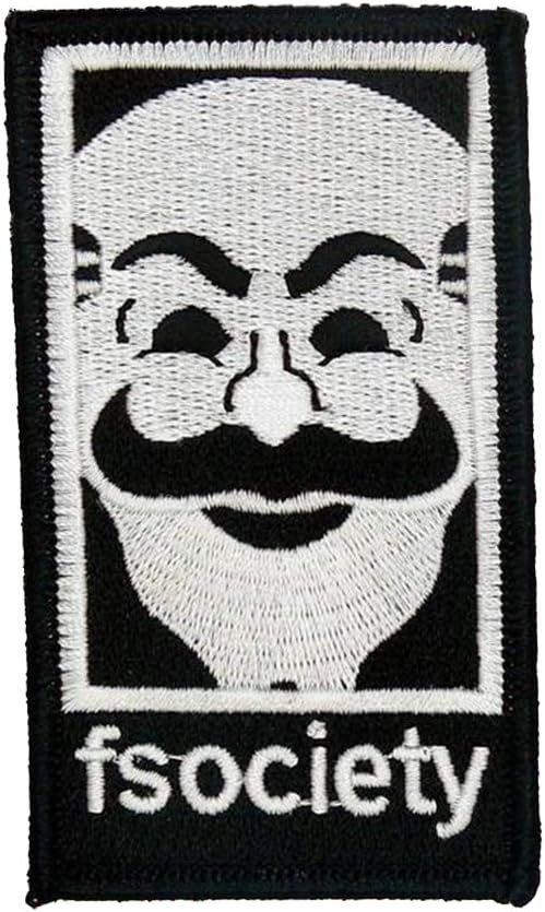 Mr. Robot Fsociety TV Show Tan (Set of 2) - Iron on and Sew on Embroidery Patch - Can Be Ironed onto Anything You Can Iron: Costume, Bag, Shirts, Jeans, Hats, etc. By Mr. Patches