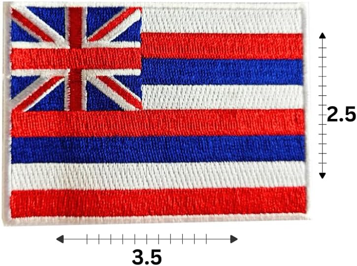 Hawaii Flag Embroidered Patch – 3.5" x 2.5", 100% Coverage, Iron-On Backing, Durable Rayon Threads