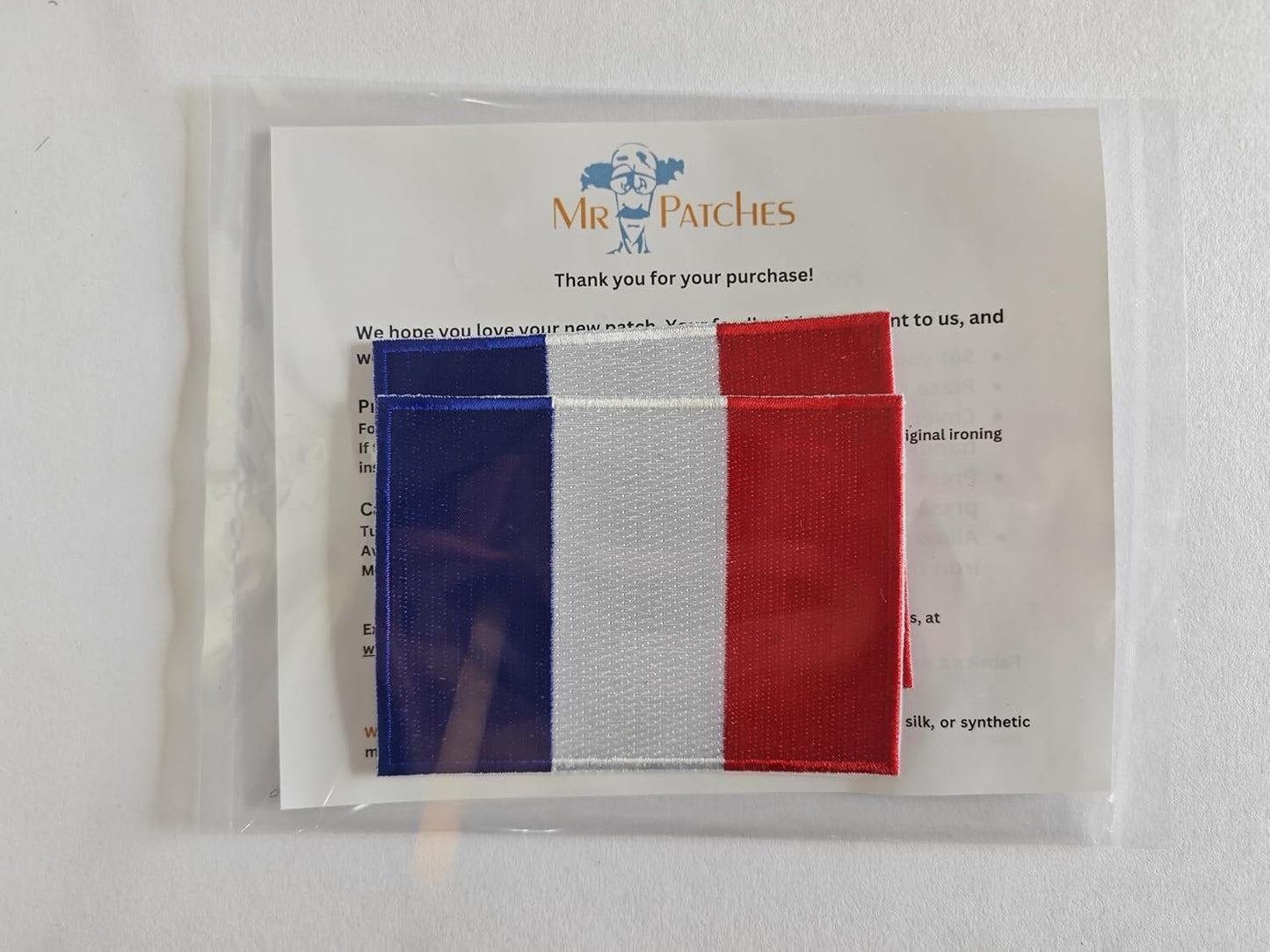 France Flag Embroidered Patches (Set of 2) – 3.5” x 2.5” Iron-On/Sew-On Patches for Jackets, Hats, Backpacks, and Uniforms by Mr. Patches