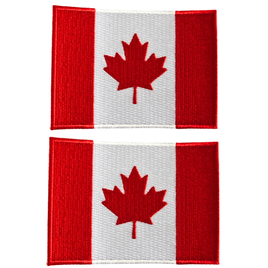 Canada Flag Iron-On/Sew-On Embroidered Patch for Jackets/Backpacks/Hats, 3.5 x 2.5 in, (2 Pcs)