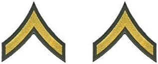 Private (E-2) PV2 - Army Iron on and Sew on Embroidery Patch - Gold - Set of 2 - Can Be Ironed onto Anything You Can Iron: Paintball Suit, Costume, Bag, Shirt, Jeans, Hat, Jacket, etc. by Mr Patches - Mr Patches