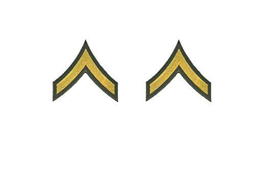 Private (E-2) PV2 - Army Iron on and Sew on Embroidery Patch - Gold - Set of 2 - Can Be Ironed onto Anything You Can Iron: Paintball Suit, Costume, Bag, Shirt, Jeans, Hat, Jacket, etc. by Mr Patches - Mr Patches