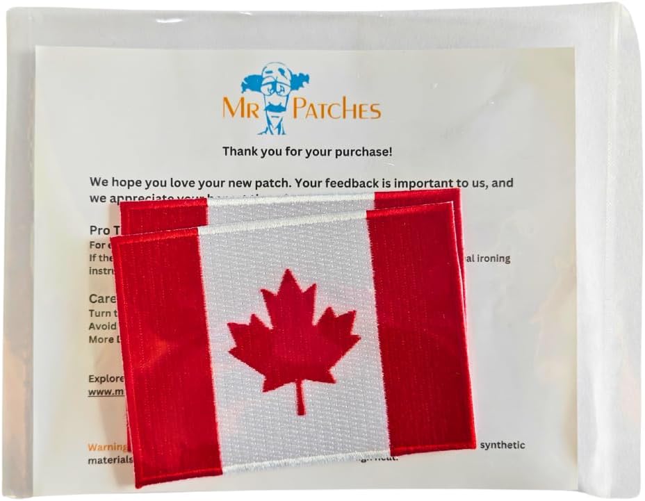 Canada Flag Embroidered Patches (Set of 2) – 3.5” x 2.5” Iron-On/Sew-On Patches for Jackets, Hats, Backpacks, and Uniforms by Mr. Patches