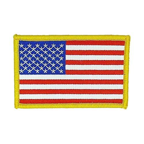 USA American Flag with Golden Border - Iron on and Sew on Patch - Can Be Ironed onto Anything You Can Iron: Paintball Suit, NASA Costume, Bag, Shirts, Jeans, Hats, Blouses, Pants, Skirts, etc. - Mr Patches