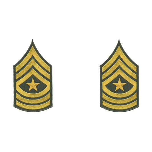 Sergeant Major (SGM-E9) Patch - Set of 2 - Iron on and Sew on Patch - Can Be Ironed onto Anything You Can Iron: Paintball Suit, Bag, Shirts, Jeans, Hats, Blouses, Pants, Skirts, etc - Mr Patches