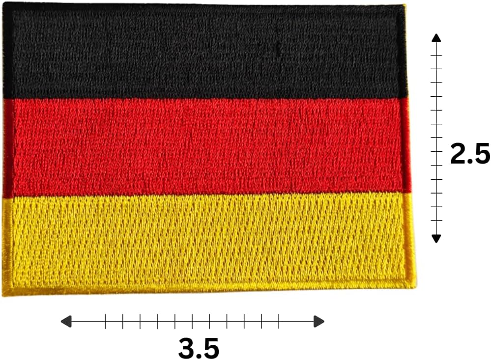 Germany Flag Embroidered Patches (Set of 2) – 3.5” x 2.5” Iron-On/Sew-On Patches for Jackets, Hats, Backpacks, and Uniforms by Mr. Patches