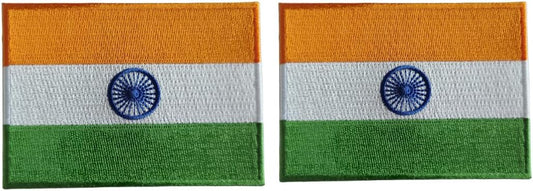 Mr Patches India Flag Iron-On Embroidered Patch Set (2-Pack) – Iron-On/Sew-On Patches for Jackets, Backpacks, Hats, and Uniforms