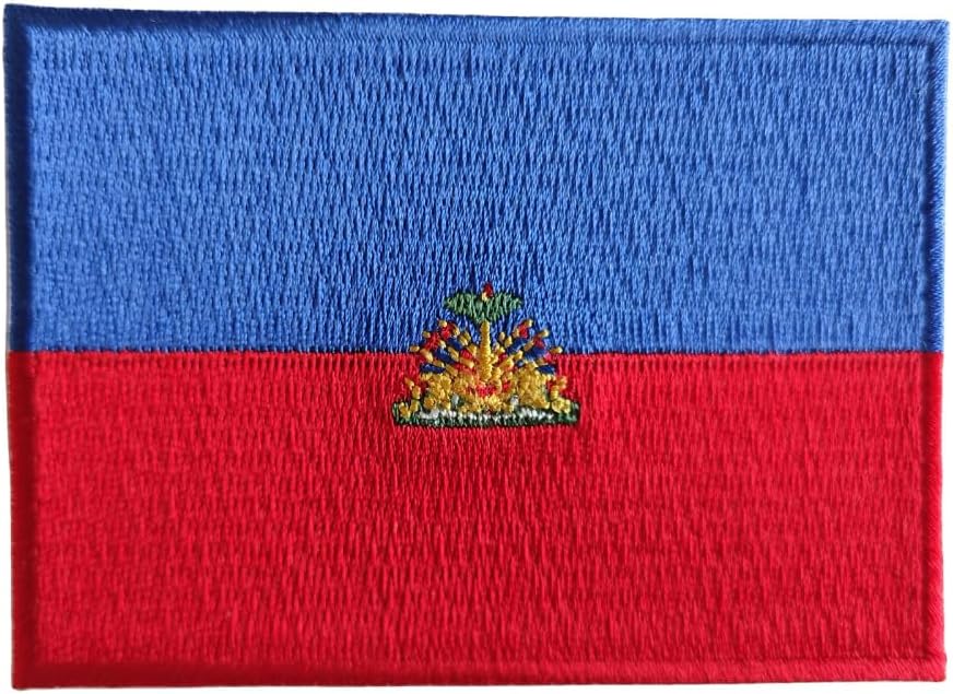 Mr Patches Haiti Flag Iron-On Embroidered Patch Set (2-Pack) – Iron-On/Sew-On Patches for Jackets, Backpacks, Hats, and Uniforms