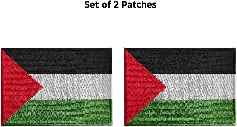 Mr Patches Palestine Flag Iron-On Embroidered Patch Set (2-Pack) – Iron-On/Sew-On Patches for Jackets, Backpacks, Hats, and Uniforms