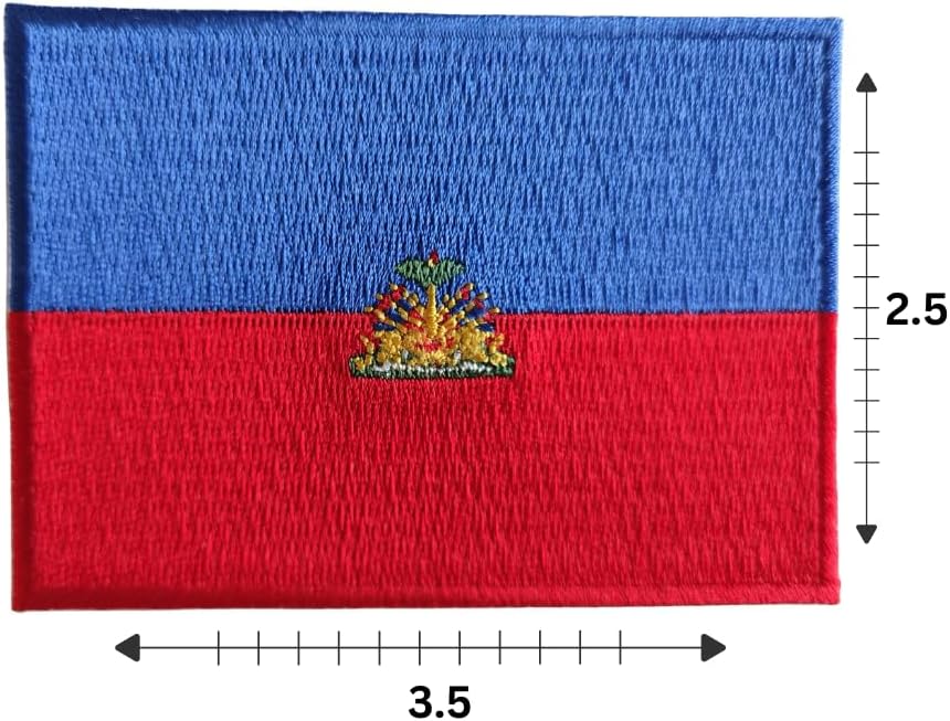 Mr Patches Haiti Flag Iron-On Embroidered Patch Set (2-Pack) – Iron-On/Sew-On Patches for Jackets, Backpacks, Hats, and Uniforms