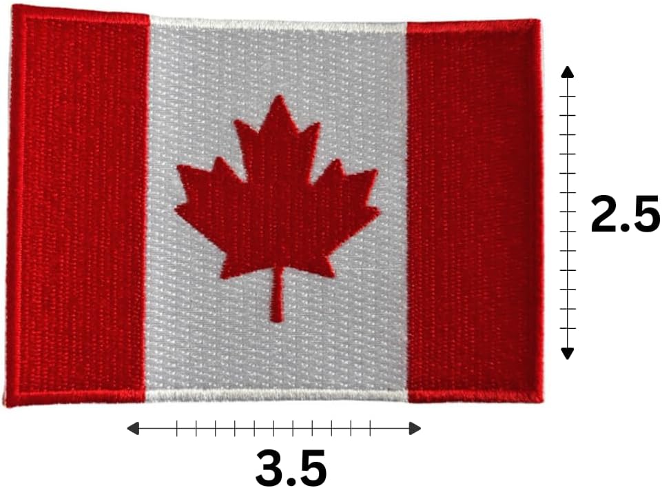 Canada Flag Embroidered Patches (Set of 2) – 3.5” x 2.5” Iron-On/Sew-On Patches for Jackets, Hats, Backpacks, and Uniforms by Mr. Patches