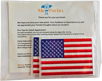 USA Flag White Border 2-Pack Iron-On Patch Set embroidered patch by Mr Patches
