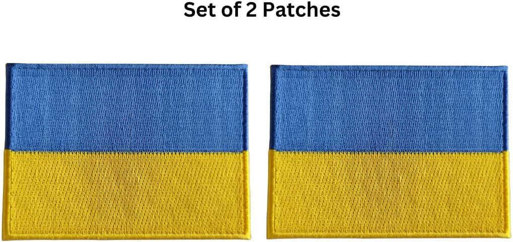 Mr Patches Ukraine Flag Iron-On Embroidered Patch Set (2-Pack) – Iron-On/Sew-On Patches for Jackets, Backpacks, Hats, and Uniforms