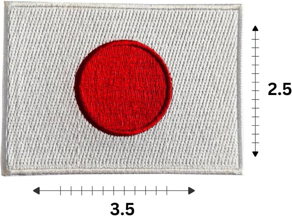 Japan Flag Embroidered Patches (Set of 2) – 3.5” x 2.5” Iron-On/Sew-On Patches for Jackets, Hats, Backpacks, and Uniforms by Mr. Patches