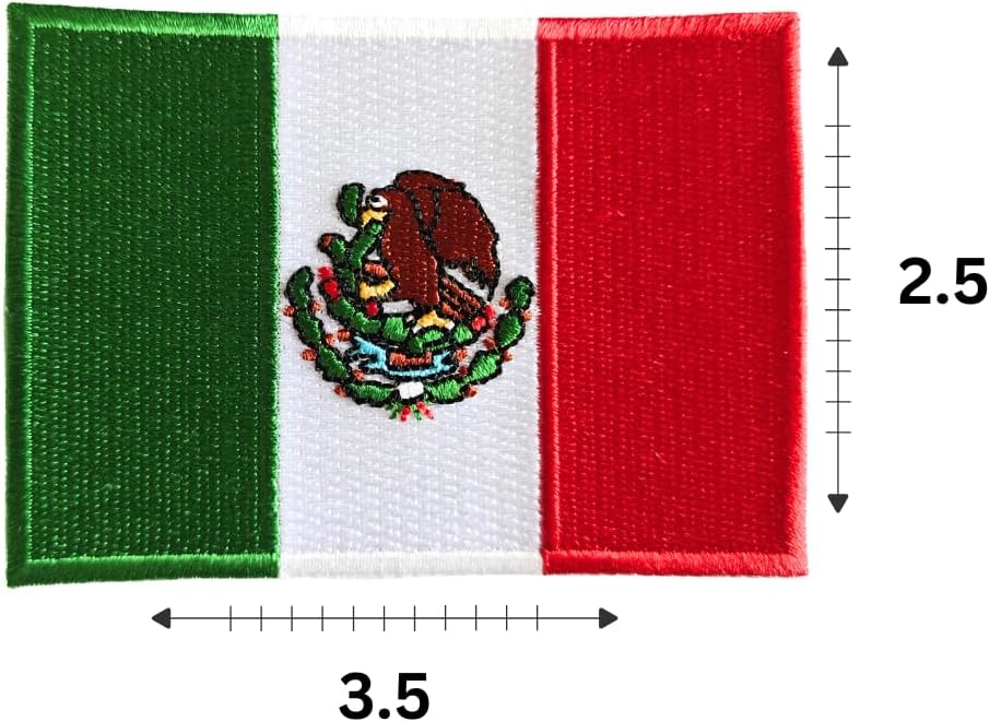 Mr Patches Mexico Flag Iron-On Embroidered Patch Set (2-Pack) – Iron-On/Sew-On Patches for Jackets, Bags, Hats, and More