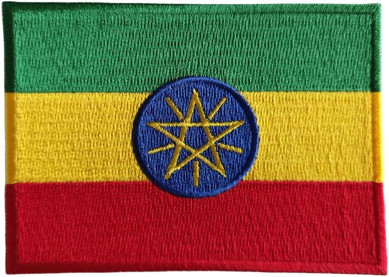 Mr Patches Ethiopia Flag Iron-On Embroidered Patch Set (2-Pack) – Iron-On/Sew-On Patches for Jackets, Backpacks, Hats, and Uniforms