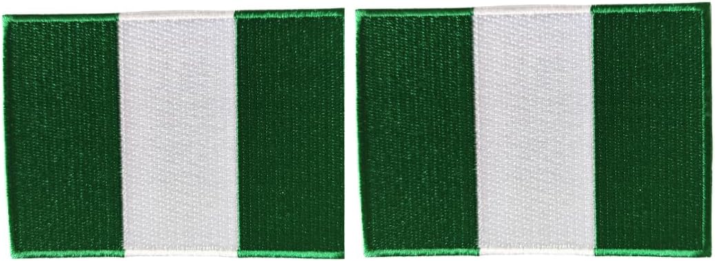 Mr Patches Nigeria Flag Iron-On Embroidered Patch Set (2-Pack) – Iron-On/Sew-On Patches for Jackets, Backpacks, Hats, and Uniforms