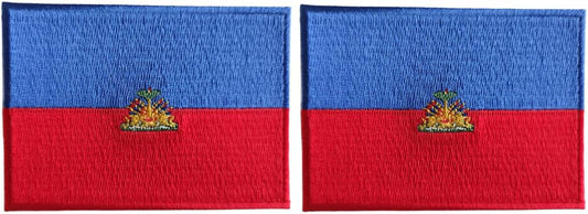 Mr Patches Haiti Flag Iron-On Embroidered Patch Set (2-Pack) – Iron-On/Sew-On Patches for Jackets, Backpacks, Hats, and Uniforms