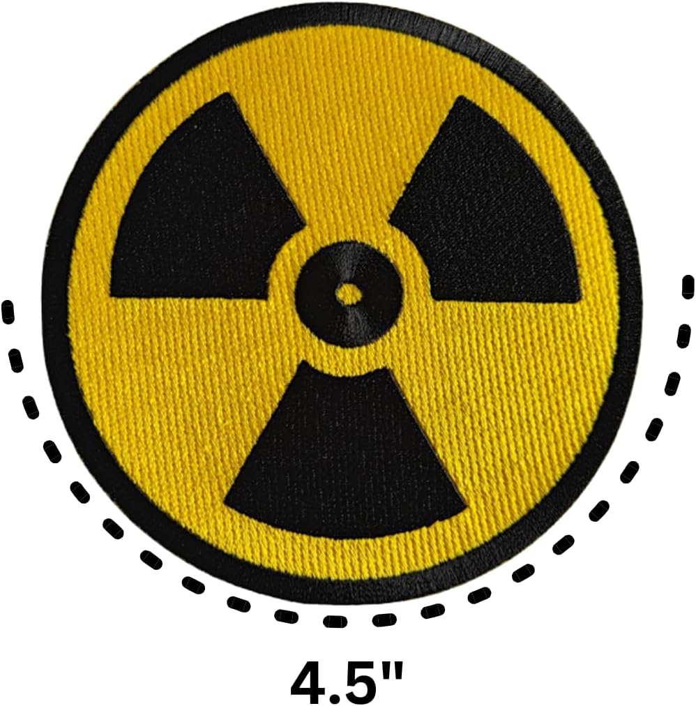 Radioactive Symbol Embroidered Patch – Circular 4.5” Iron-On/Sew-On Patch for Jackets, Hats, Backpacks, and Costumes by Mr. Patches