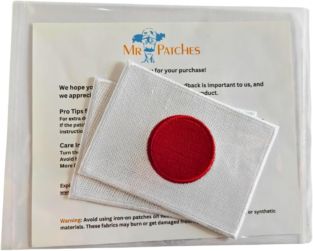 Japan Flag Embroidered Patches (Set of 2) – 3.5” x 2.5” Iron-On/Sew-On Patches for Jackets, Hats, Backpacks, and Uniforms by Mr. Patches