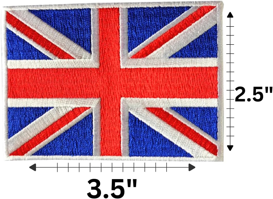 United Kingdom (UK) Flag Embroidered Patches (Set of 2) – 3.5” x 2.5” Iron-On/Sew-On Patches for Jackets, Hats, Backpacks, and Uniforms by Mr. Patches