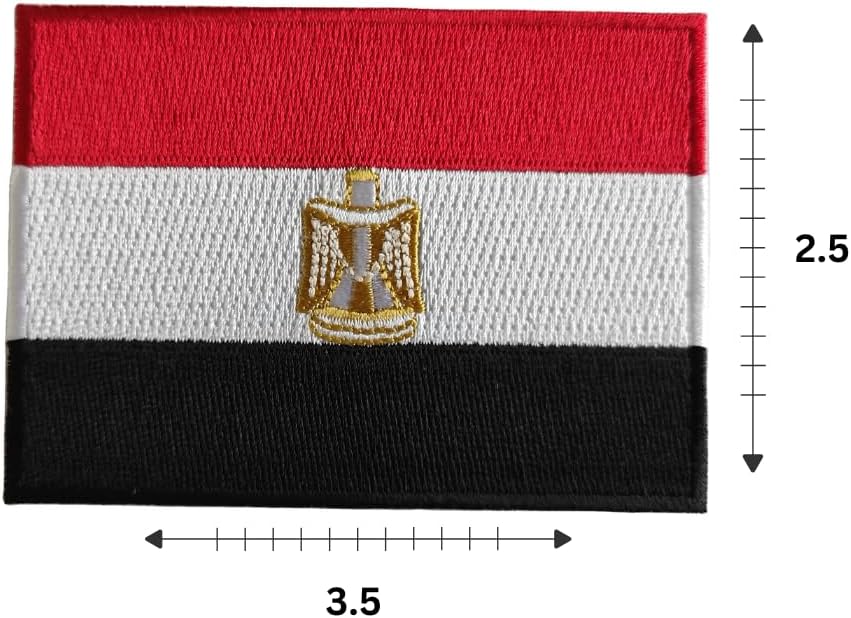 Mr Patches Egypt Flag Iron-On Embroidered Patch Set (2-Pack) – Iron-On/Sew-On Patches for Jackets, Backpacks, Hats, and Uniforms