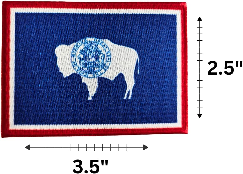 Wyoming State Flag Embroidered Patch – Hybrid Print + Embroidery – 3.5” x 2.5” Iron-On/Sew-On Patch for Jackets, Hats, Backpacks, and Uniforms by Mr. Patches