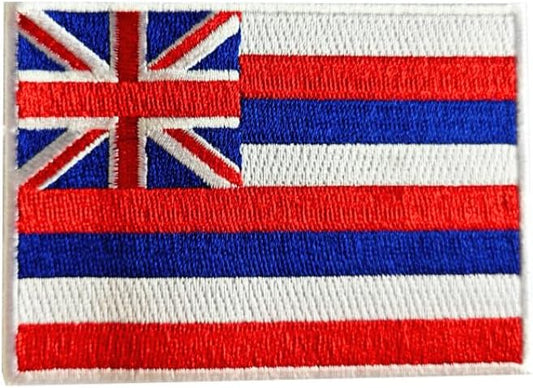 Hawaii Flag Embroidered Patch – 3.5" x 2.5", 100% Coverage, Iron-On Backing, Durable Rayon Threads