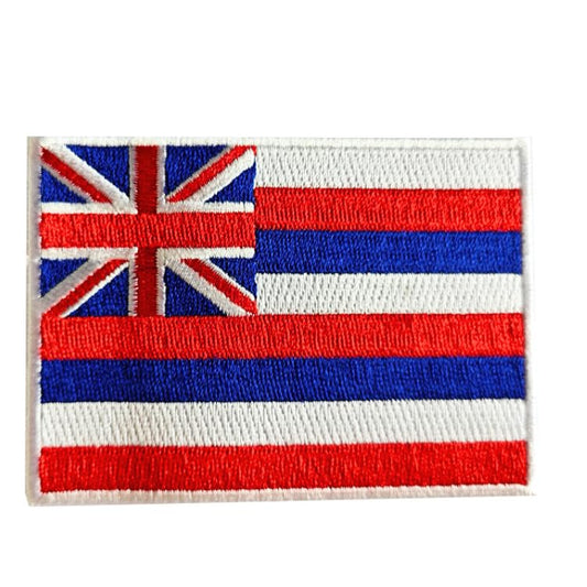 Hawaii Flag Embroidered Patch – 3.5" x 2.5", 100% Coverage, Iron-On Backing, Durable Rayon Threads