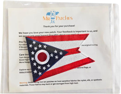 Ohio State Flag Iron-On Patch embroidered patch by Mr Patches