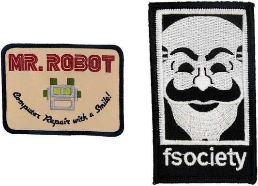 Mr. Robot Fsociety TV Show Tan (Set of 2) - Iron on and Sew on Embroidery Patch - Can Be Ironed onto Anything You Can Iron: Costume, Bag, Shirts, Jeans, Hats, etc. By Mr. Patches