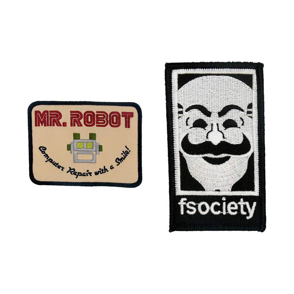 Mr. Robot Beige & Fsociety Patch Combo - Set of 2 Iron-On Embroidered Patches | Mr. Patches - Mr Patches