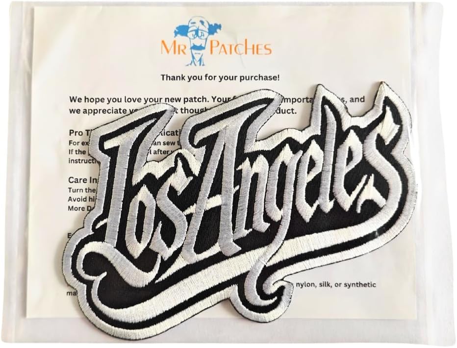 Los Angeles Embroidered Patch – 5” x 4.13” Iron-On/Sew-On Patch for Jackets, Hats, Backpacks, and Streetwear by Mr. Patches