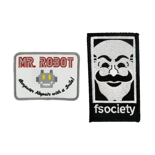 Mr. Robot Fsociety Embroidered Patch Set (White) - Iron-On for Costumes & Apparel | Mr. Patches - Mr Patches