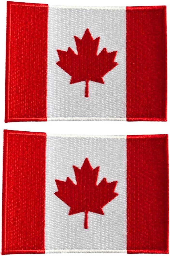 Canada Flag Embroidered Patches (Set of 2) – 3.5” x 2.5” Iron-On/Sew-On Patches for Jackets, Hats, Backpacks, and Uniforms by Mr. Patches