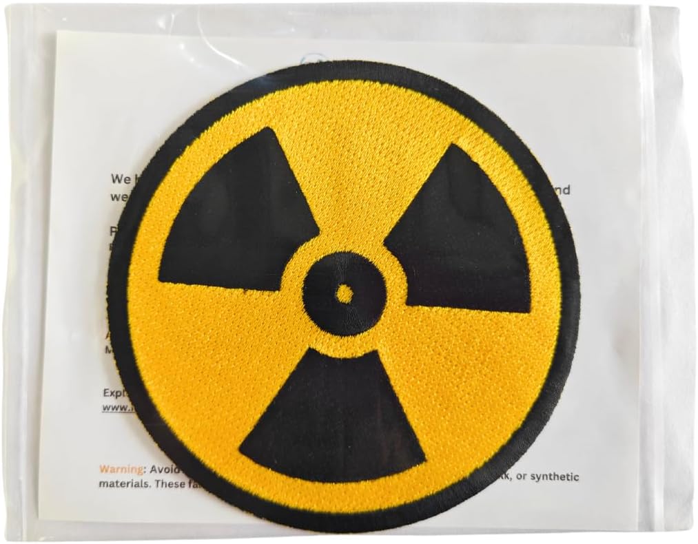 Radioactive Symbol Embroidered Patch – Circular 4.5” Iron-On/Sew-On Patch for Jackets, Hats, Backpacks, and Costumes by Mr. Patches