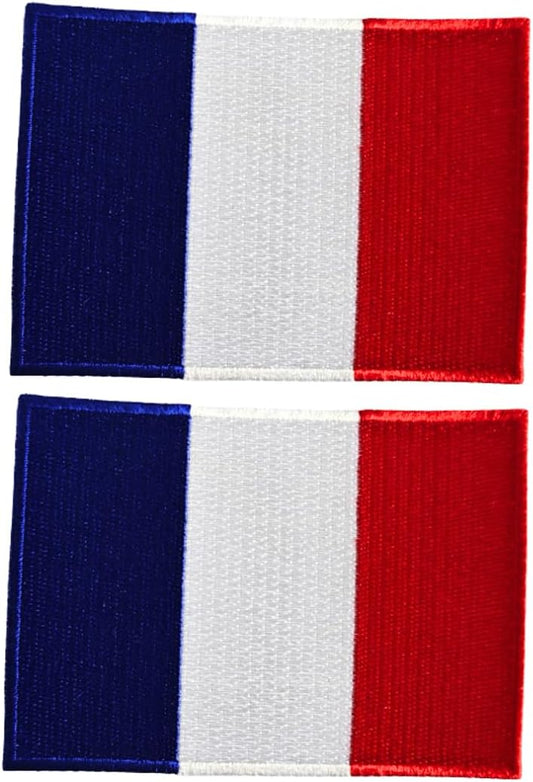 France Flag Embroidered Patches (Set of 2) – 3.5” x 2.5” Iron-On/Sew-On Patches for Jackets, Hats, Backpacks, and Uniforms by Mr. Patches