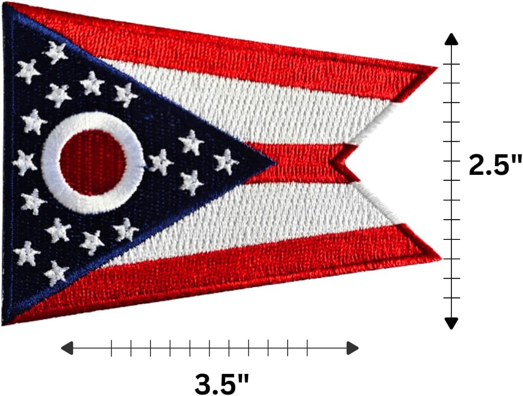 Ohio State Flag Embroidered Patch – Unique Swallowtail Shape – 3.5” x 2.5” Iron-On/Sew-On Patch for Jackets, Hats, Backpacks, and Uniforms by Mr. Patches