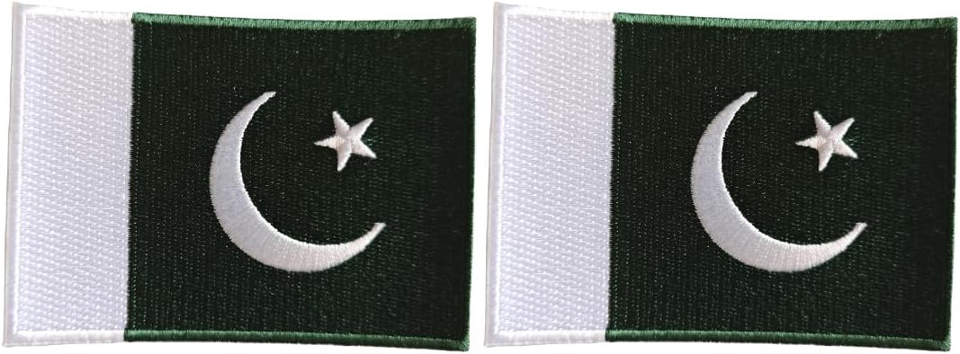 Mr Patches Pakistan Flag Iron-On Embroidered Patch Set (2-Pack) – Iron-On/Sew-On Patches for Jackets, Backpacks, Hats, and Uniforms