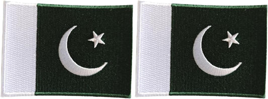 Mr Patches Pakistan Flag Iron-On Embroidered Patch Set (2-Pack) – Iron-On/Sew-On Patches for Jackets, Backpacks, Hats, and Uniforms