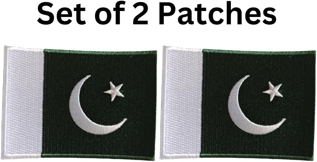 Mr Patches Pakistan Flag Iron-On Embroidered Patch Set (2-Pack) – Iron-On/Sew-On Patches for Jackets, Backpacks, Hats, and Uniforms