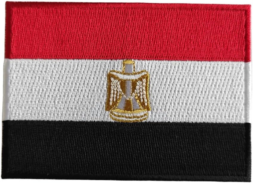 Mr Patches Egypt Flag Iron-On Embroidered Patch Set (2-Pack) – Iron-On/Sew-On Patches for Jackets, Backpacks, Hats, and Uniforms