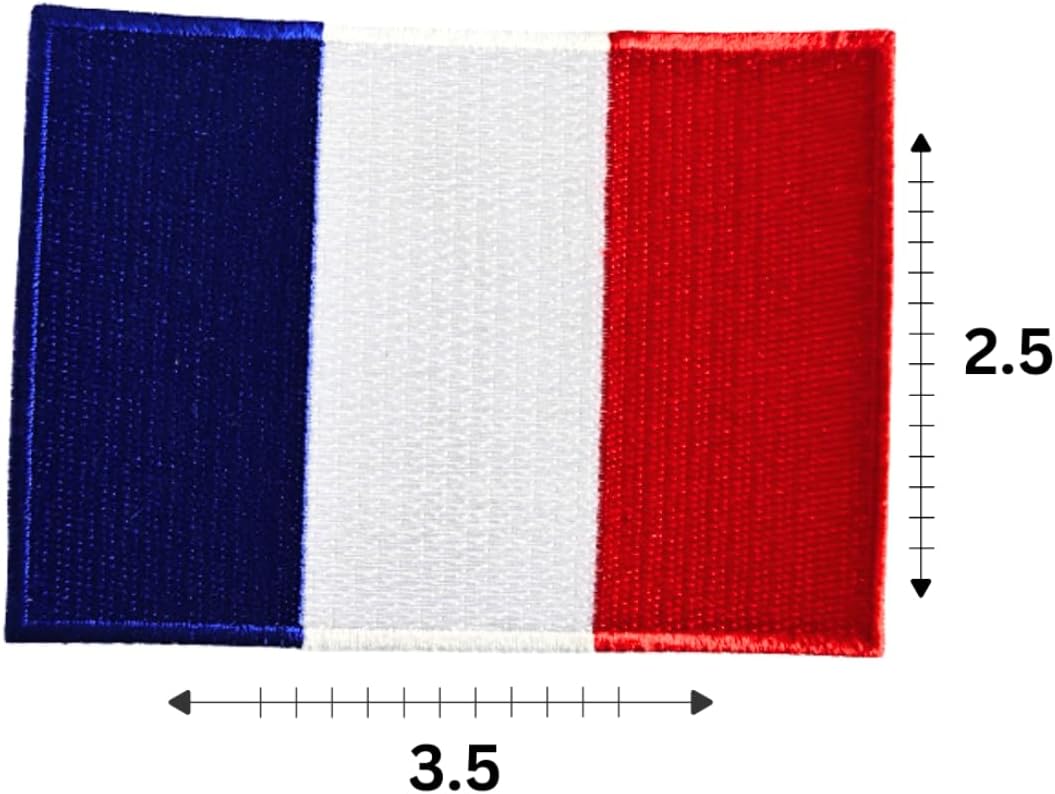 France Flag Embroidered Patches (Set of 2) – 3.5” x 2.5” Iron-On/Sew-On Patches for Jackets, Hats, Backpacks, and Uniforms by Mr. Patches