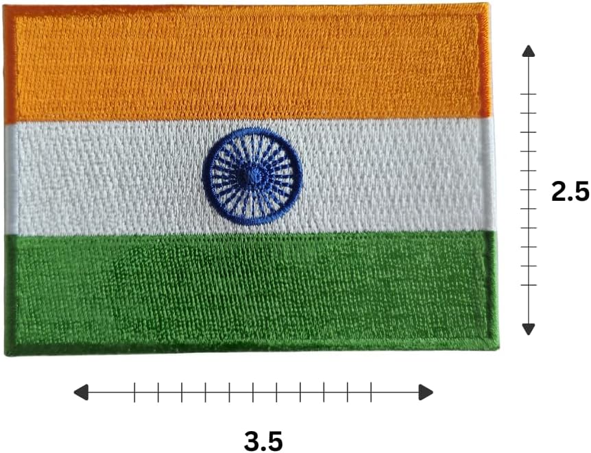 Mr Patches India Flag Iron-On Embroidered Patch Set (2-Pack) – Iron-On/Sew-On Patches for Jackets, Backpacks, Hats, and Uniforms