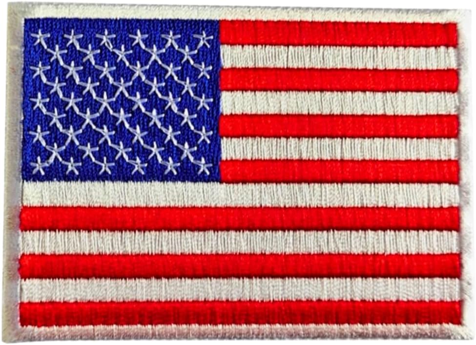 USA Flag Embroidered Patches (Set of 2) – 3.5” x 2.5” Iron-On/Sew-On Patches with White Border for Jackets, Hats, Backpacks, and Uniforms by Mr. Patches