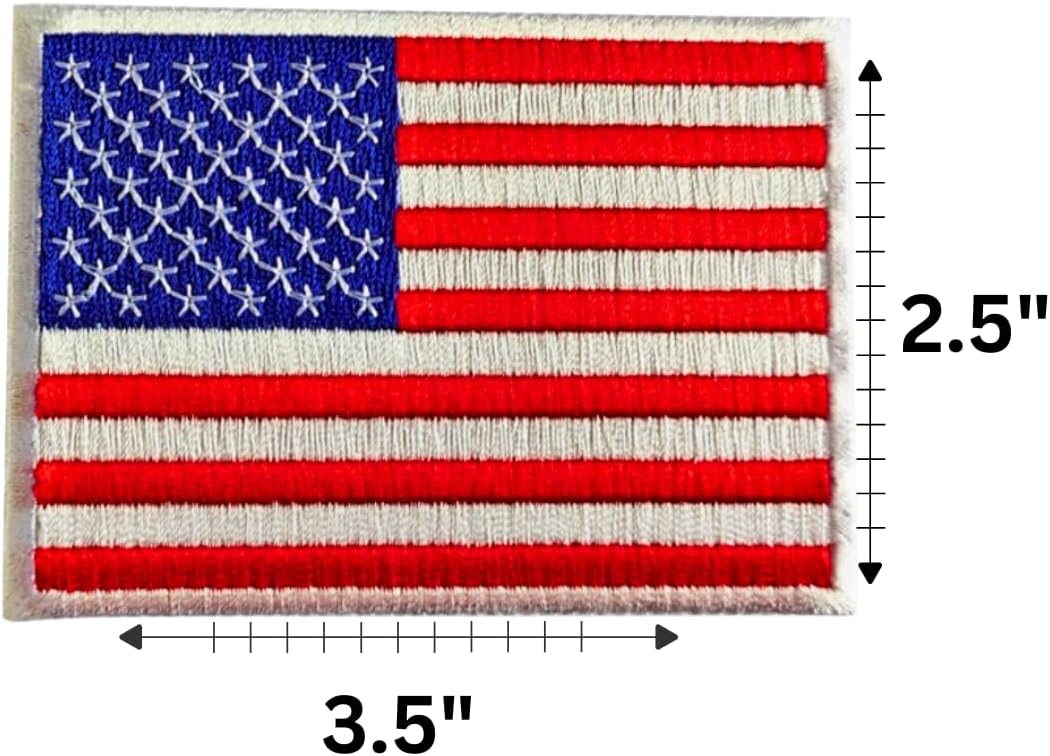 USA Flag Embroidered Patches (Set of 2) – 3.5” x 2.5” Iron-On/Sew-On Patches with White Border for Jackets, Hats, Backpacks, and Uniforms by Mr. Patches