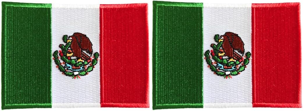 Mr Patches Mexico Flag Iron-On Embroidered Patch Set (2-Pack) – Iron-On/Sew-On Patches for Jackets, Bags, Hats, and More